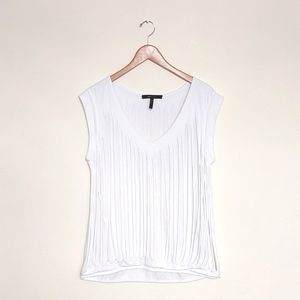 BCBGMAXAZRIA fringe white top